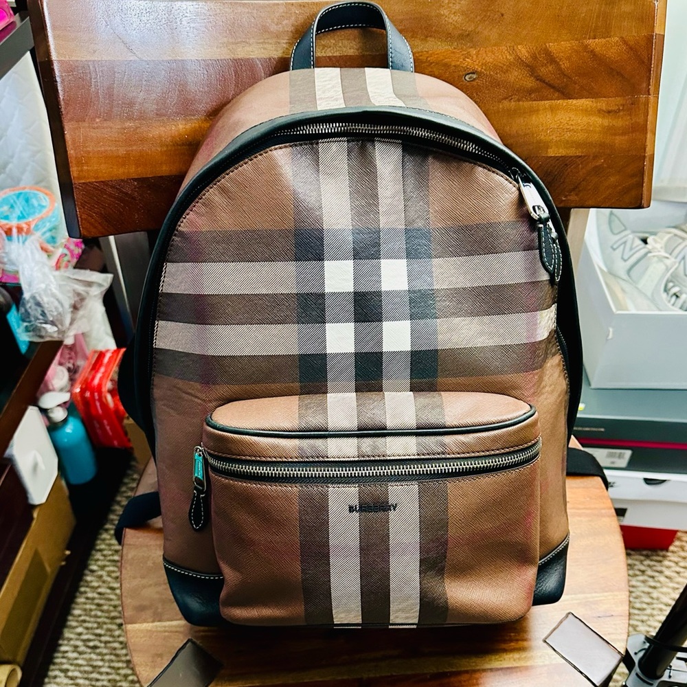Burberry Brown Checkered Backpack - image 1